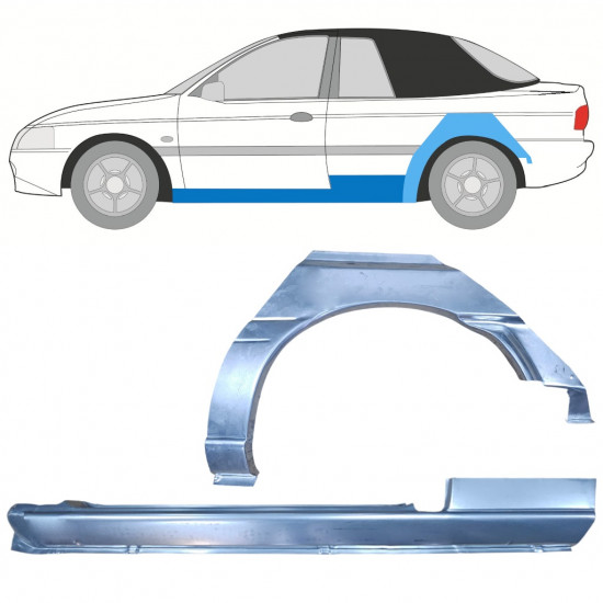 Pannello di riparazione sottoporta e parafango posteriore per Ford Escort 1990-2000  CABRIO / Sinistra / Set 12590