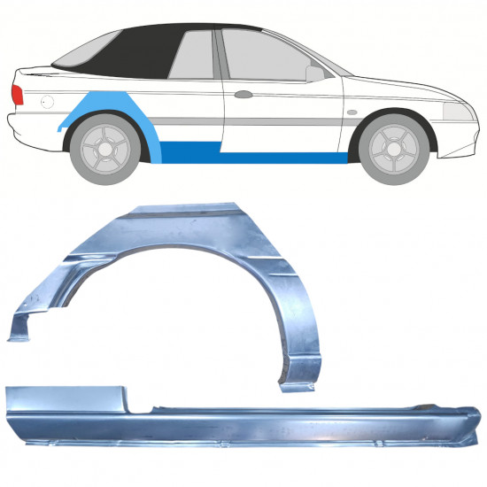 Pannello di riparazione sottoporta e parafango posteriore per Ford Escort 1990-2000  CABRIO / Destra / Set 12589