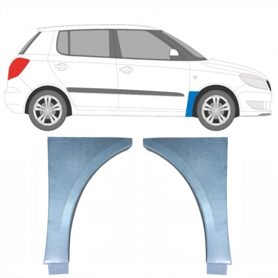 Pannello di riparazione parafango anteriore per Skoda Fabia 2007-2015 / Sinistra+Destra / Set 10272