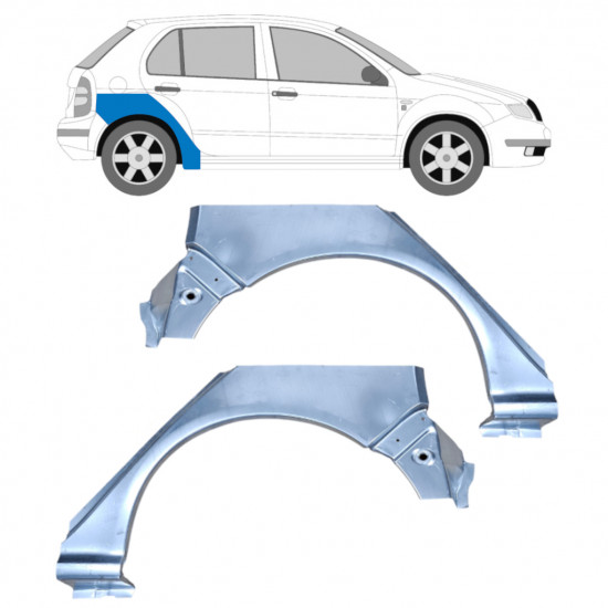 Pannello di riparazione parafango posteriore per Skoda Fabia 1999-2007 / Sinistra+Destra / Set 10444