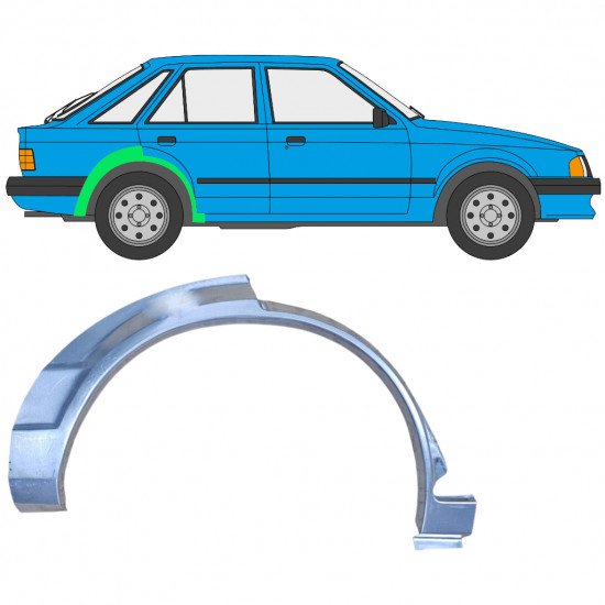 Pannello di riparazione parafango posteriore per Ford Escort 1980-1986 / Destra 7820