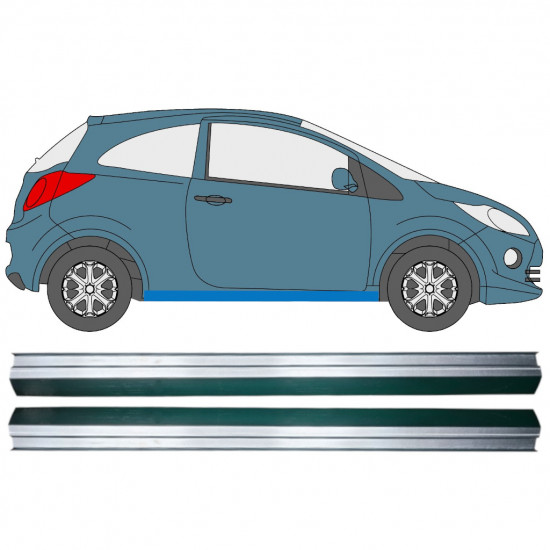 Pannello di riparazione sottoporta inferiore per Ford Ka 2008-2016 / Sinistra+Destra / Sinistra = Destra (simmetrico) / Set 12945 Pannello di riparazione sottoporta inferiore per Ford Ka 2008-2016 / Sinistra+Destra / Sinistra = Destra (simmetrico) / Set 12945
