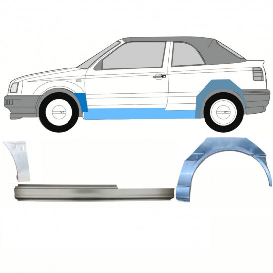 Pannello di riparazione sottoporta + parafango anteriore + posteriore per VW Golf 3 1993-1998  CABRIO / Sinistra / Set 12568