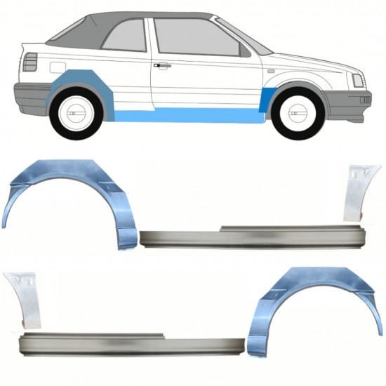 Pannello di riparazione sottoporta + parafango anteriore + posteriore per VW Golf 3 1993-1998  CABRIO / Set 12569