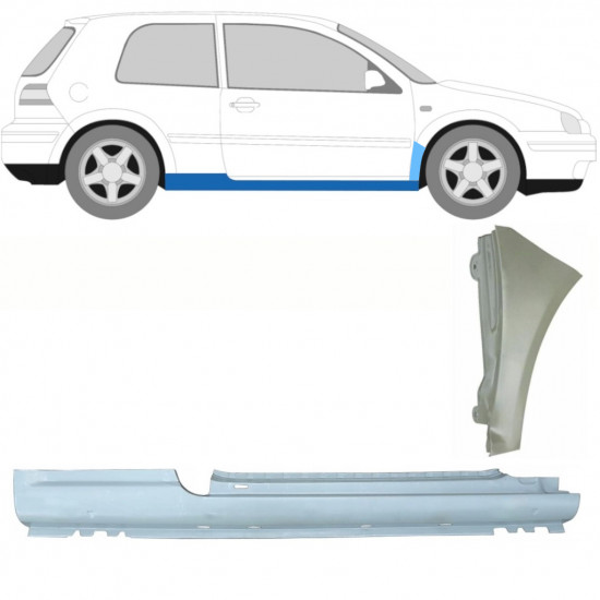 Pannello di riparazione sottoporta e parafango anteriore per VW Golf 4 1997- / Destra /  8731