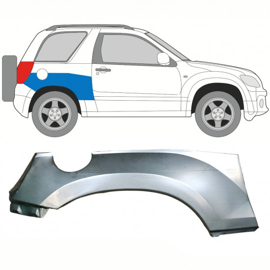 Pannello di riparazione sezione superiore parafango posteriore per Suzuki Grand Vitara 2005-2012 / Destra 8507