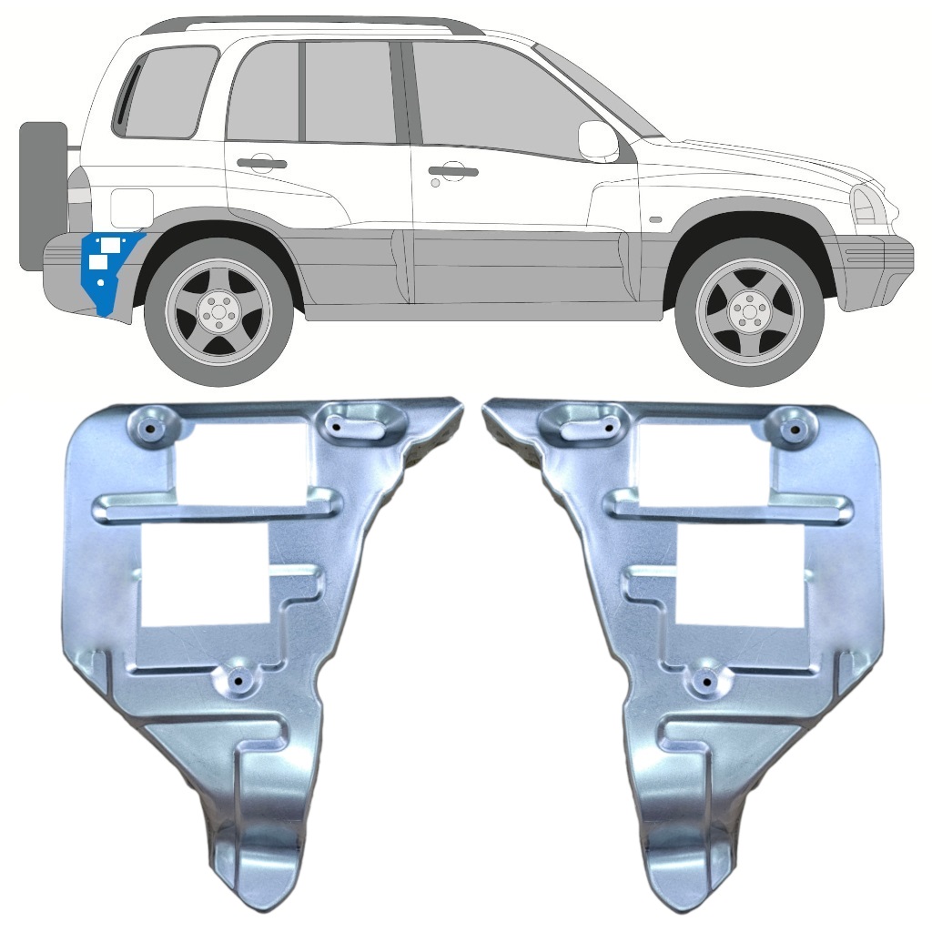 Lamiera Di Riparazione Supporto Paraurti Posteriore Per Suzuki Grand Vitara 1997-2005 / Set 11701