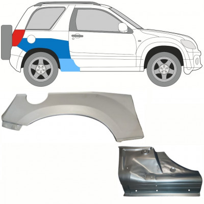 Pannello di riparazione sottoporta e parafango posteriore per Suzuki Grand Vitara 2005-2012 / Destra / Set 10840