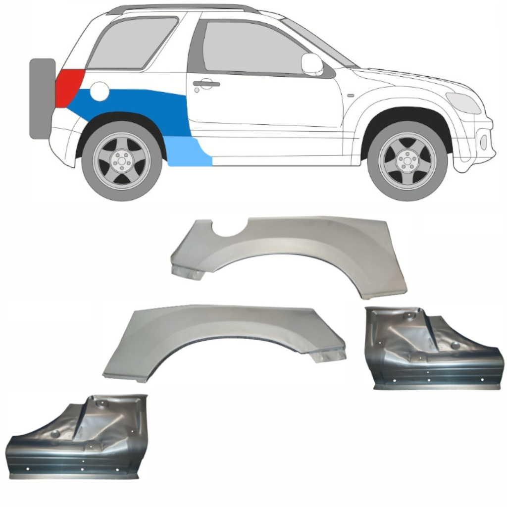 Pannello Di Riparazione Sottoporta E Parafango Posteriore Per Suzuki Grand Vitara 2005-2012 / Set 10842