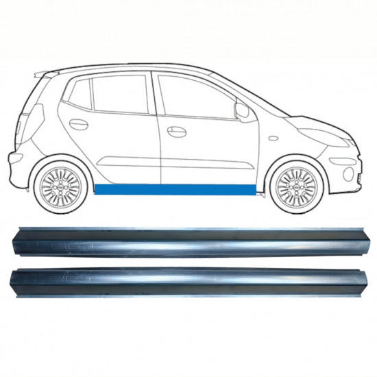 Pannello di riparazione sottoporta lamiera per Hyundai I10 2008-2013 / Sinistra = Destra (simmetrico) / Set 10237