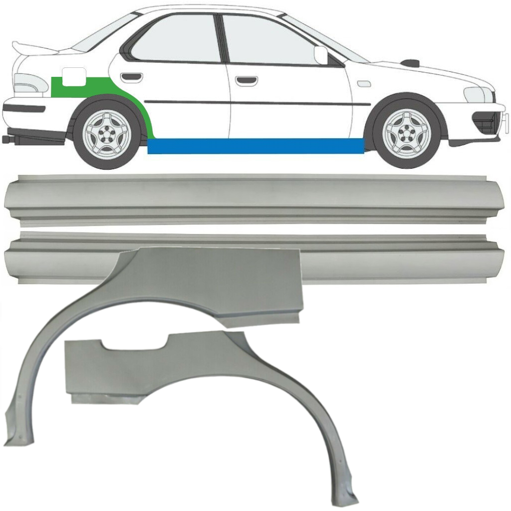 Pannello Di Riparazione Sottoporta E Parafango Posteriore Per Subaru Impreza 1992-2000 / Sinistra+Destra / Set 10667