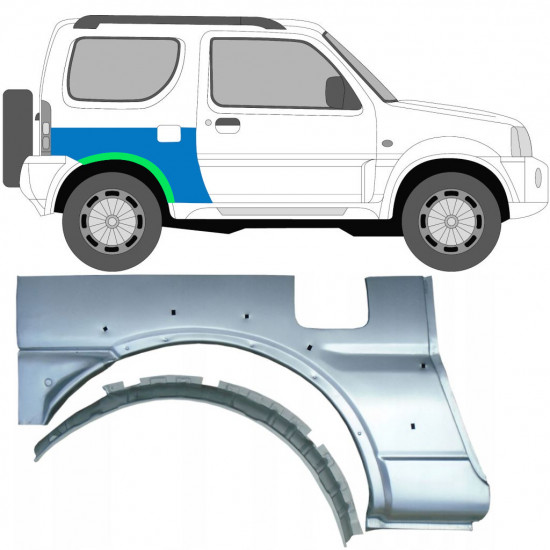 Pannello di riparazione parafango posteriore per Suzuki Jimny 1998-2018 / Destra / Set 10233