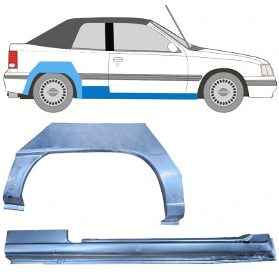 OPEL KADETT E 1987-1993 CABRIO PASSARUOTA POSTERIORE + SOGLIA / SET / DESTRA