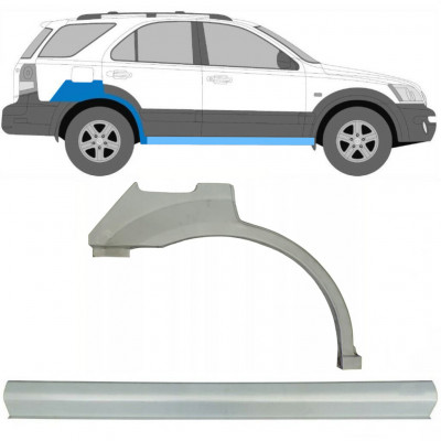 Pannello di riparazione sottoporta e parafango posteriore per Kia Sorento 2002-2009 / Destra / Set 10079