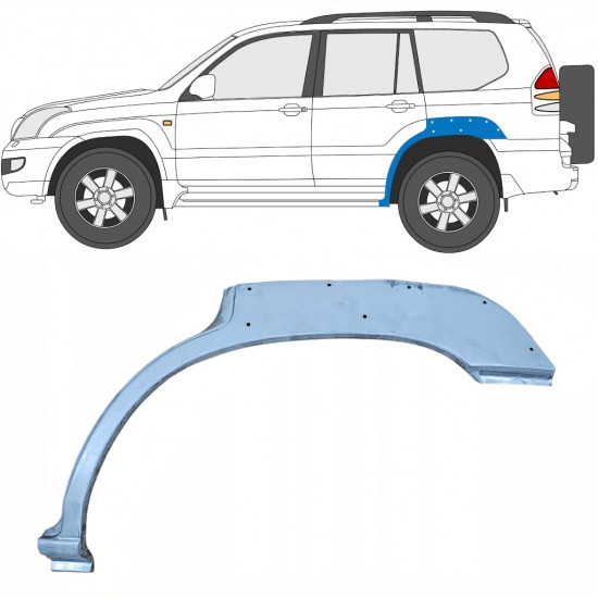 Pannello di riparazione parafango posteriore con foro per Toyota Land Cruiser 2003-2010 / Sinistra 10213