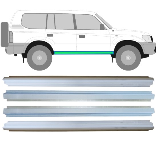 Pannello di riparazione sottoporta interno ed esterno per Toyota Land Cruiser J90 1996-2002 / Sinistra+Destra / Set 14854 Pannello di riparazione sottoporta interno ed esterno per Toyota Land Cruiser J90 1996-2002 / Sinistra+Destra / Set 14854