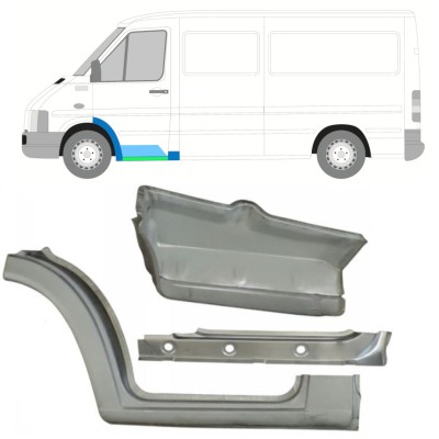 Lamiera di riparazione sottoporta interno, parafango e gradino anteriore per Volkswagen LT 1996-2005 / Sinistra 16574