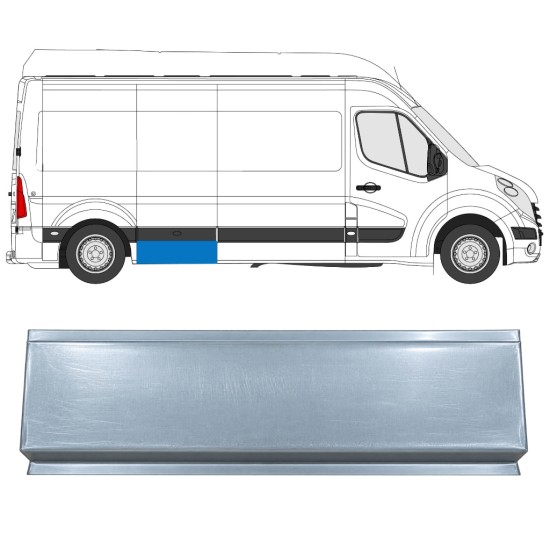 Pannello di riparazione sezione anteriore parafango posteriore per Renault Master 2010-2024 / Sinistra = Destra (simmetrico) 17293