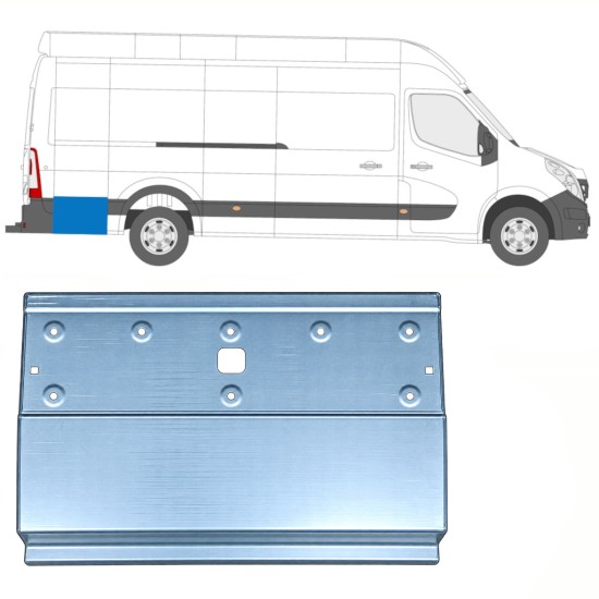 Pannello di riparazione sezione posteriore parafango posteriore per Nissan NV400 2010- / Sinistra = Destra (simmetrico) 17301