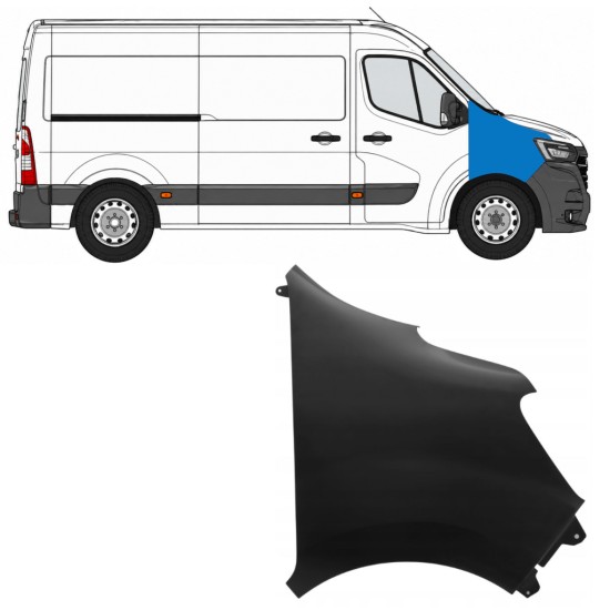 Parafango anteriore per Renault Master 2019-2024 / Destra 17253