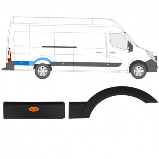 Modanatura laterale per Renault Master 2010- / Destra / Set 10922