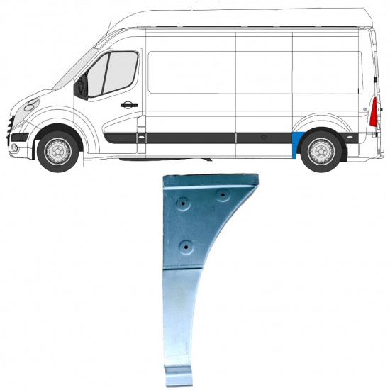 Pannello di riparazione sezione anteriore parafango posteriore per Renault Master 2010- / Sinistra 12849