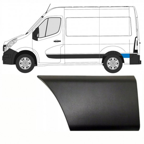 Modanatura laterale posteriore dietro la ruota per Renault Master 2010- / SWB / Sinistra /  8708