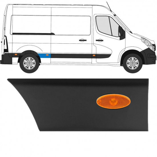 Modanatura laterale parafango posteriore con lampada per Renault Master 2010- / L2 / Destra /  10932