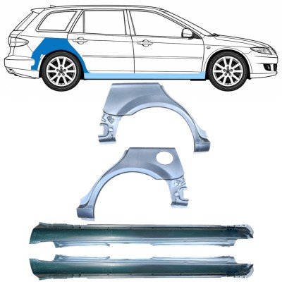 Pannello di riparazione sottoporta e parafango posteriore per Mazda 6 GG GY 2002-2007 / Sinistra+Destra / COMBI / Set 10538