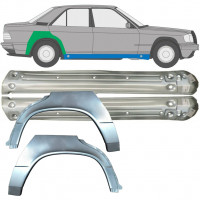 Pannello di riparazione sottoporta e parafango posteriore per Mercedes 190 1982-1993 / Sinistra+Destra / Set 9522