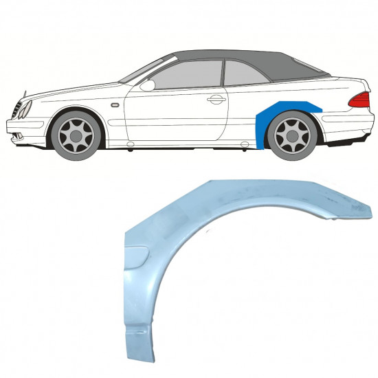 Pannello di riparazione parafango posteriore per Mercedes CLK A208 1997-2003 / Sinistra / CABRIO 7689