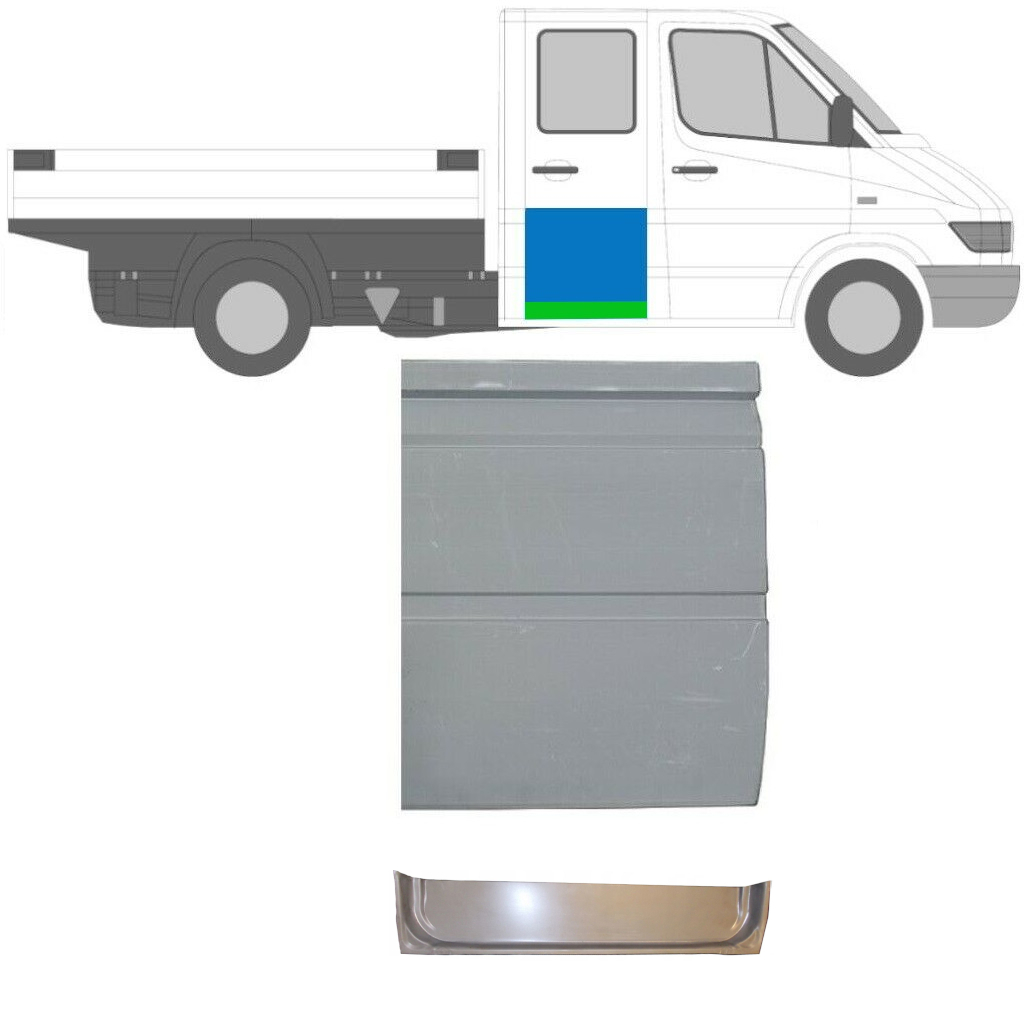Pannello Di Riparazione Porta Posteriore Per Mercedes Sprinter 1995-2006 / Sinistra = Destra (Simmetrico) / Doppia Cabina / Set 10483