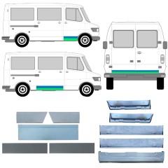 Lamiera di riparazione porta interno ed esterno per Mercedes T1 207-410 1977-1995 / Sinistra+Destra / Set 12635
