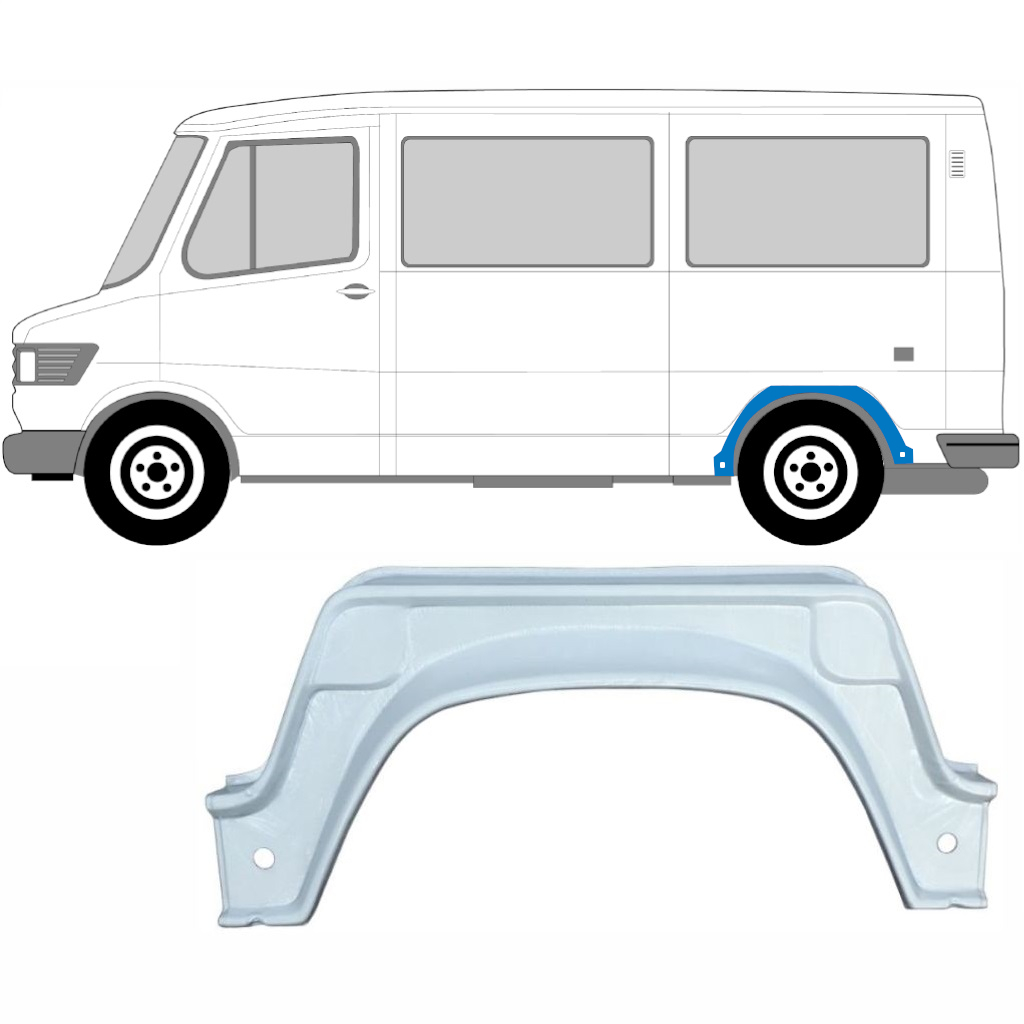 Pannello di riparazione arco ruota posteriore interno per Mercedes T1 1977-1996 / Sinistra 5217