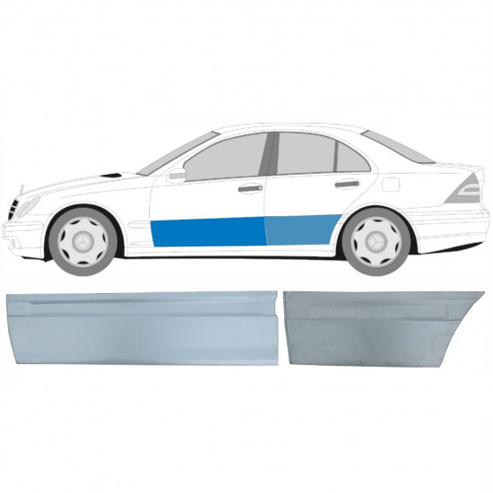 Lamiera di riparazione porta anteriore e posteriore per Mercedes C-class 2000-2007 / Sinistra / Set 10674