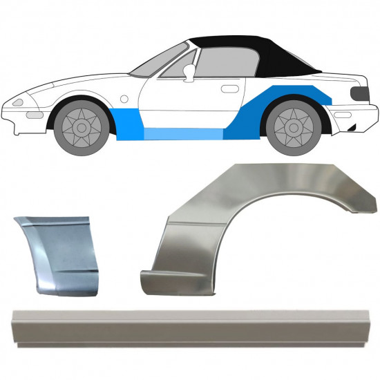 Pannello di riparazione sottoporta + parafango anteriore + posteriore per Mazda MX-5 1989-1998 / Sinistra / Set 12581