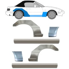 Pannello di riparazione sottoporta + parafango anteriore + posteriore per Mazda MX-5 1989-1998 / Sinistra+Destra / Set 12582