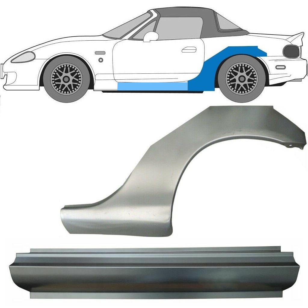 Pannello Di Riparazione Sottoporta E Parafango Posteriore Per Mazda Mx-5 1998-2005 Nb / Sinistra / Set 10274