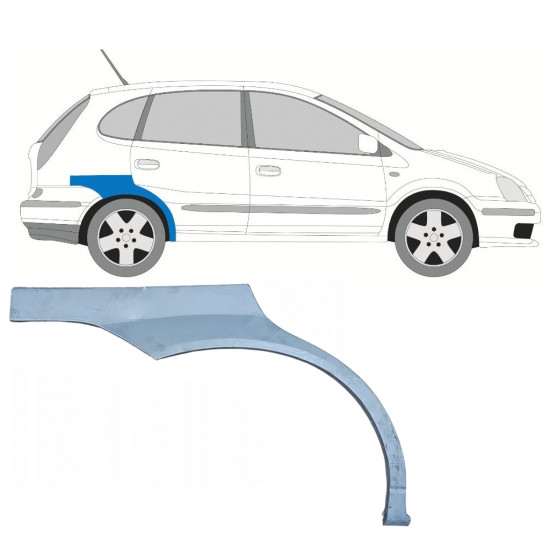 Pannello di riparazione parafango posteriore per Nissan Almera Tino 2000-2006 / Destra 7436