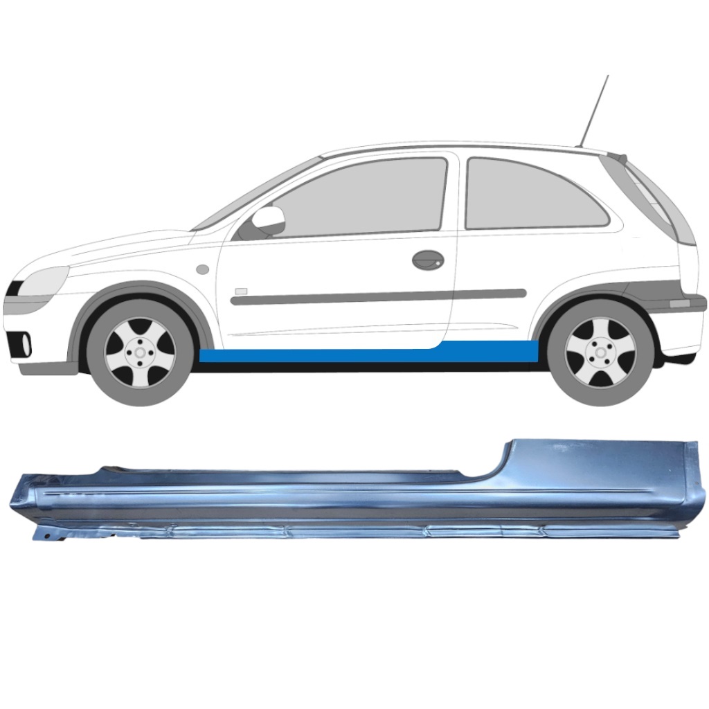 Pannello Di Riparazione Sottoporta Lamiera Per Opel Corsa 2000-2010 / Sinistra 6878