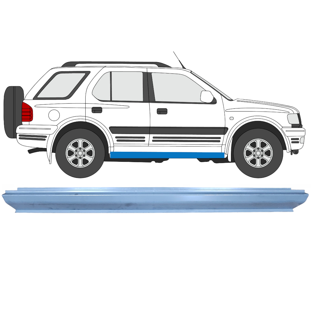 Pannello Di Riparazione Sottoporta Lamiera Per Opel Frontera 1998-2002 / Sinistra = Destra (Simmetrico) 6883