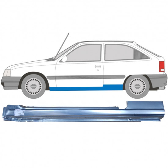 Pannello di riparazione sottoporta lamiera per Opel Kadett 1984-1993 / Sinistra 6939