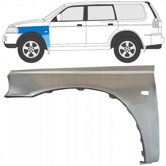 MITSUBISHI PAJERO SPORT 1996-2008 PANNELLO DI RIPARAZIONE DELL\'ALA ANTERIORE / SINISTRA