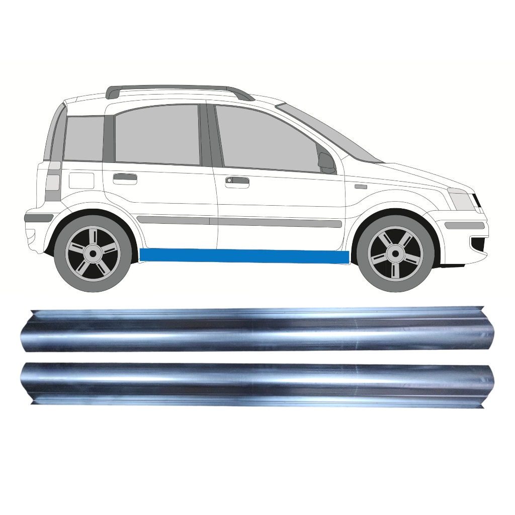 Pannello Di Riparazione Sottoporta Lamiera Per Fiat Panda 2003-2012 / Sinistra = Destra (Simmetrico) / Set 10481