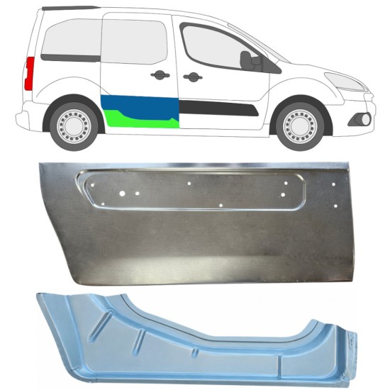 Pannello di riparazione esterno inferiore porta scorrevole per Citroen Berlingo 2008-2018 / Destra 17086