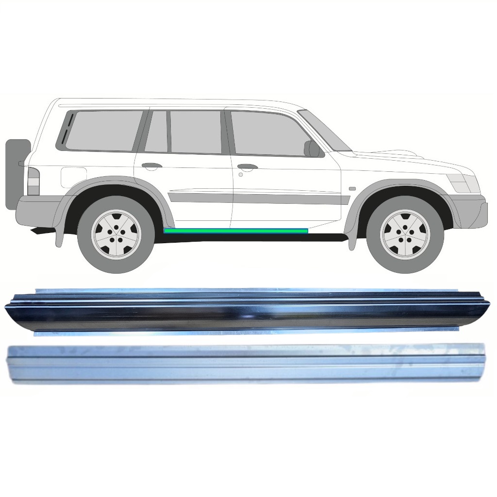 Pannello Di Riparazione Sottoporta Interno Ed Esterno Per Nissan Patrol 1997-2009 / Sinistra = Destra (Simmetrico) / Set 10367