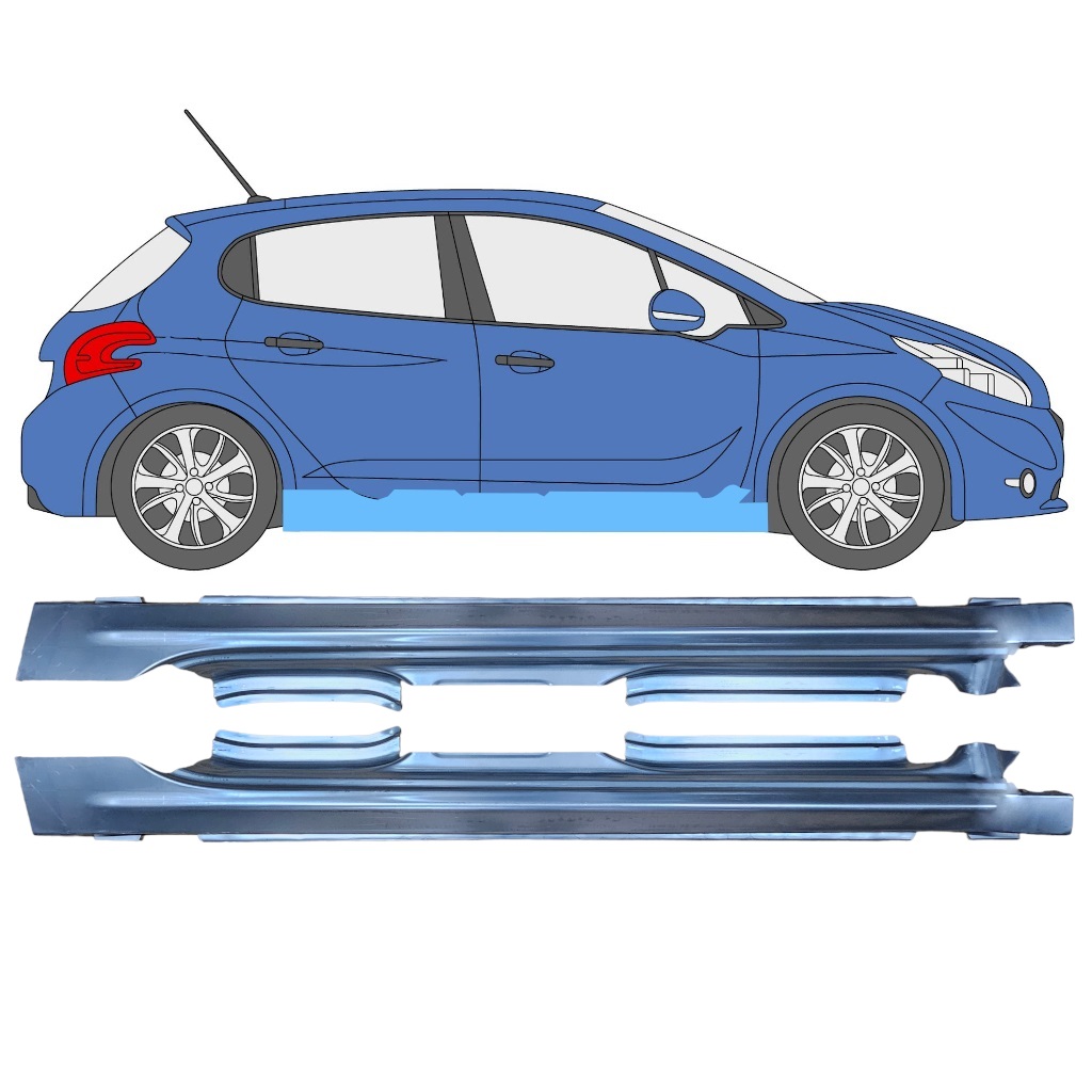Pannello Di Riparazione Sottoporta Lamiera Per Peugeot 208 2012-2019 / Set 11619