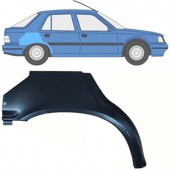 Pannello di riparazione parafango posteriore per Peugeot 309 1986-1993 / Destra 10724