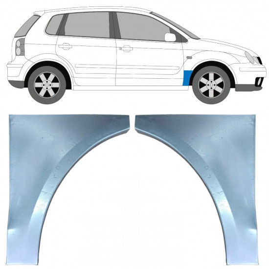 Pannello di riparazione parafango anteriore per VW Polo 2001-2009 / Sinistra+Destra / Set 9733