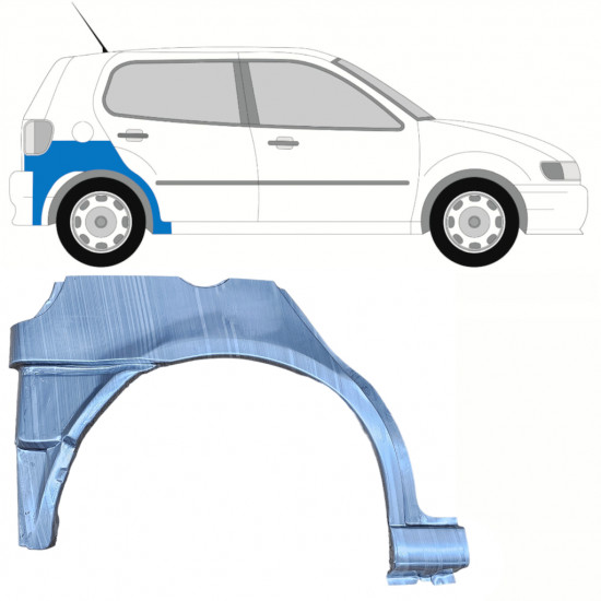 Pannello di riparazione sezione inferiore parafango posteriore per VW Polo 1994-1999 / Destra 10194